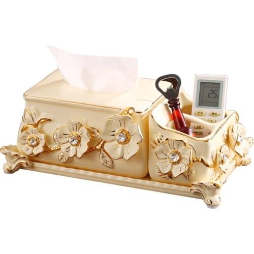 Ceramic Decoration Multifunctional Coffee Table Remote Control Tissue Storage Box Creative European Style Living Room Office box