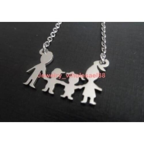 Fashion Stainless Steel Boy+Girl+parents Family Necklace Pendant Chain For Nice Jewelry 20