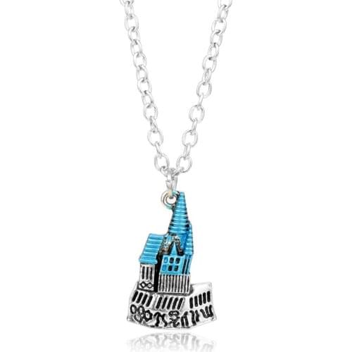 MOCHUN HP Personalized Castle Necklace Fantasy Enamel Jewelry Castle Princess Castle Choker Necklace-30