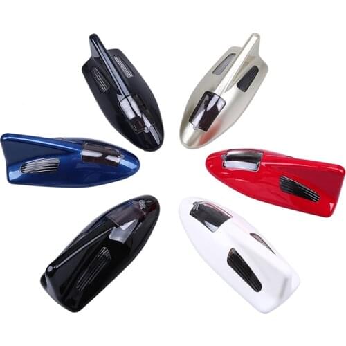 POSSBAY Car Auto Shark Fin Antenna Style Warning Tail Light Solar Power Automobiles Side Decoration Car Decal Stickers