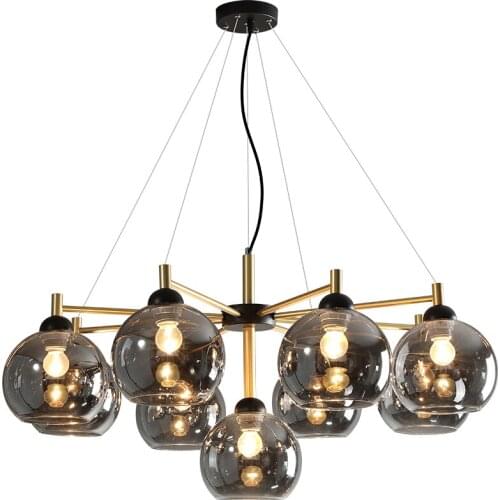 Post-modern living room led chandelier Nordic light luxury restaurant chandelier lighting simple glass bedroom bar hanging lamp