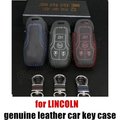 Only Red free shipping Hand Sewing Leather Car Key Case car key cover New Arrival fit for FORD LINCOLN MKZ MKC MKS