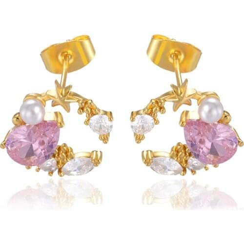 Womens Fashion Purple Crystal Earrings Party Jewelry Minimal Star Stud Earring Best Friend Gifts 2021 pendientes mujer