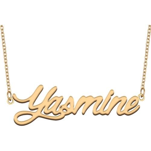 Yasmine Name Necklace for Women Stainless Steel Jewelry 18k Gold Plated Nameplate Pendant Femme Mother Girlfriend Gift