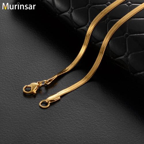 Gold Chain 10PCS Wholesale New Arrival Men Flat Stainless Steel Necklace Women Fashion Jewelry Gift