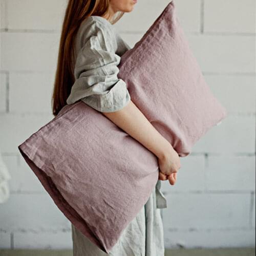 100% Linen French Pure Linens Single Envelope Pillow Cover 48x74cm ENZYME Wash Antibacterial Pillow Case 1pc