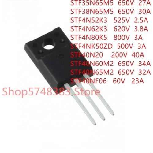 10PCS/LOT STF35N65M5 STF38N65M5 STF4N52K3 STF4N62K3 STF4N80K5 STF4NK50ZD STF40N20 STF40N60M2 STF40N65M2 STF40NF06 TO-220F