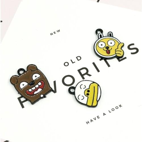 10pcs/pack Bear Duck Thumb Paint Cartoon Series Korean Explosion Model Headdress Earrings DIY Alloy Jewelry Accessories XL528