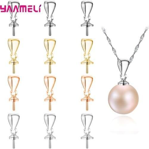 100pcs/Lot 925 Sterling Silver Screw Eye Pin Bail Top Drilled Beads End Cap For DIY Charm Pendant Connectors Jewelry Making