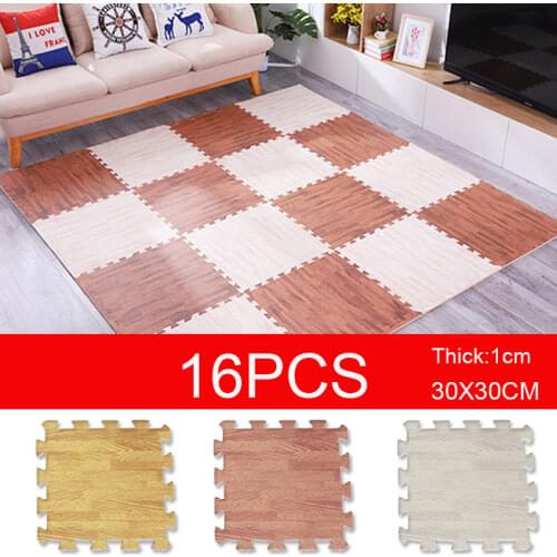 16Pcs Wood Grain Foam Crawling Carpet Splicing Bedroom Thicken Soft Modern Floor Kids Living Room Puzzle Play Mat Baby