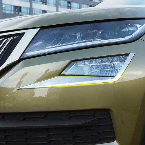 2PCS ABS Chrome Auto Front And Rear Fog Lamp Decorative Frame Sequin Strips For Skoda Kodiaq Exteriors Modified Car Accessories