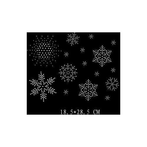 2pc/lot Snowflake rhinestone iron on transfers designs hot fix rhinestone motif iron on applique patches for shirt