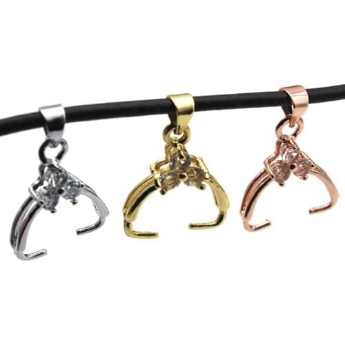 5pcs/lot Silver Copper Pendant Clips Pinch Bail Clasps Buckle Charm Necklace Hook Connector For DIY Jewelry Making Accessories