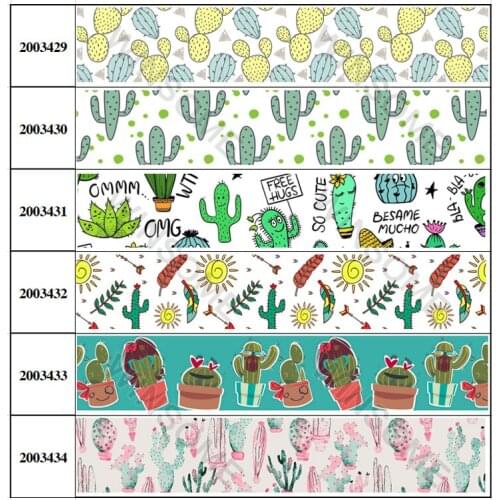 Cactus Printed 5 Yards Grosgrain/Satin Ribbon 22mm/25mm/38mm/50mm/75mm for DIY Girl Hair Bows