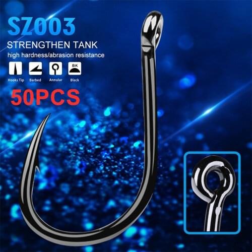 50pcs/lot BATTLEBASS High Carbon Fishing Hook With Eye Carp Catfish Anzol Peche Japan Tackle Fishing