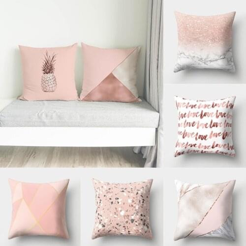 Pink Printed Pillowcase Decorative Sofa Cushion Case Bed Pillow Cover Home Decor Car Cushion Cover Cute Pillow Case 45*45cm