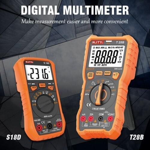 6000 Counts Digital Multimeter NCV Auto Ranging AC/DC Voltage Current Meter Resistance Capacitance Tester with Temperature Probe