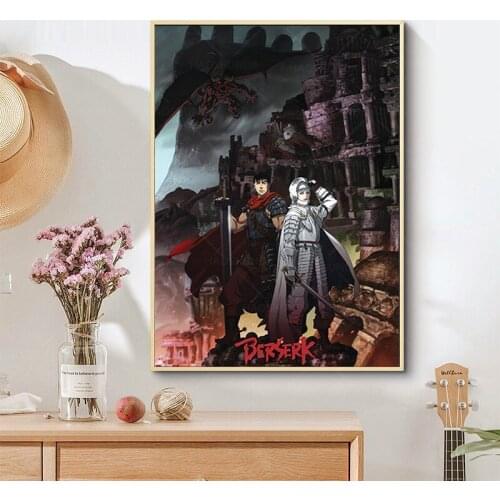 Berserk Guts Griffith anime Framed Wooden Frame Canvas poster Painting wall Art decor Living room Study Home Decoration Prints