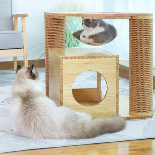 Cat Scratch Board Space Cat Nest Solid Wood Cat Climbing Frame Sisal Grinding Claw Column Grinding Claw Recliner The Cat Climb