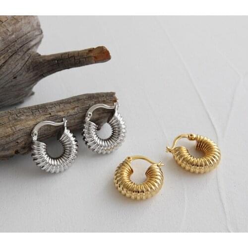 Gold Sliver Color Classic Thick Chunky Hoops Earrings Geometric Circle Hoops Minimalist Metal Small Earrings 2019 For Women