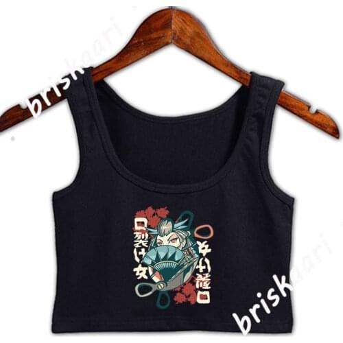Japanese Anime Kuchisake Onna Fan Japanese Symbols Crop Top Women Cool Graphic Plus Size 4xl Graphic For Girl Unisex Top Vest