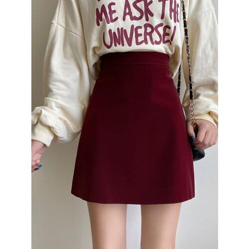 Leather skirt, half-length skirt, womens autumn 2021 new high-waisted, thin, all-match bag hip skirt temperament short skirt