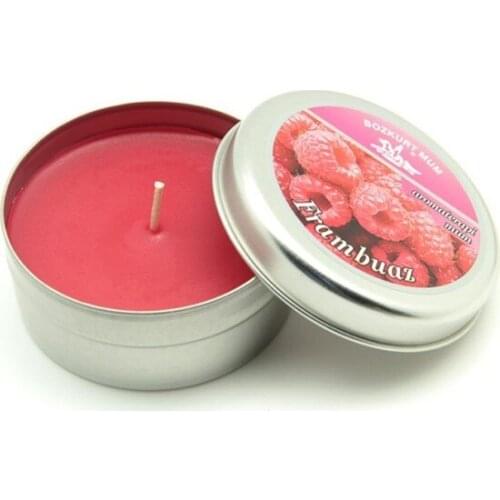 Round Tin Box with Candle Raspberry candles and scents свечи и ароматы velas y aromas