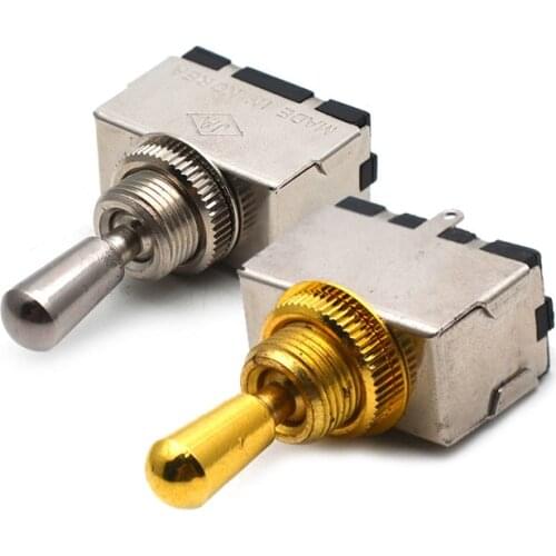 Metal Sealed Electric Guitar 3 Way Box Toggle Switch for Les Paul with Brass Tip Gold/Chrome