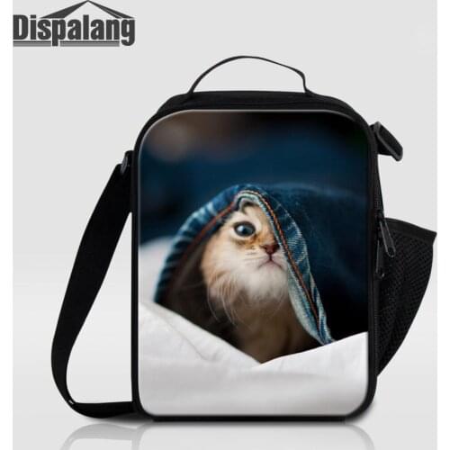 Fashion Children Lunch Bag Cute Cat Printing Shoulder Lunch Box for Kids insulated Women Picnic Food Bag Bolsa Termica Lancheira