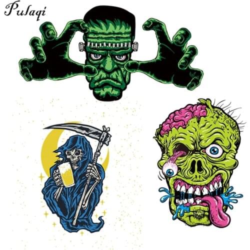 Grim Reaper Skull Eye Patch On Clothes Rock Iron On Transfer For Clothes Thermal Sticker On Clothes Vinyl Heat Transfer Applique