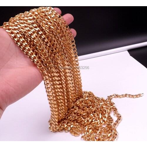 Lot of 3 Meter Choose 5mm /8mm Gold Stainless Steel Fashion Curb Link Chain Jewelry Finding /Marking Chain DIY Necklace