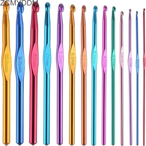 ZCMYDDM 12pcs Aluminium Crochet Hooks Yarn Knitting Needles Set for Crafts Knitting DIY Sewing Yarn Sweater Weave Craft Tools
