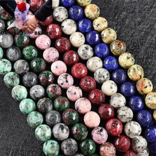 OMH Z57 10mm Section Polished By Hand Jewelry DIY Making Bracelet Necklace Round Green Hemp Gem Natural Stone Loose Spacer Beads