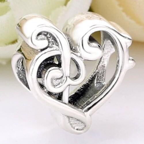 Original Openwork Music Note Love Heart Treble Clef Beads Fit 925 Sterling Silverl Charm Bracelet Bangle Diy Jewelry