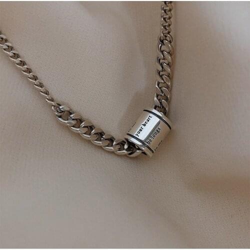European American Punk Necklace Cylindrical Letter Pendant Silvery Jewelry For Women Fashion Party Charm Valentines Day Gifts