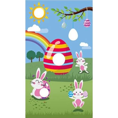 Easter Toss Game Flag Easter Day Rabbit Toss Flag Bunny Themed Banner Bean Bag Toss Banner Carnival Kid Toys
