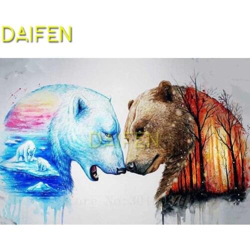 Full Square Diamond embroidery Brown bear Full Round Diamond painting Cross stitch DIY Ice and fire 3D Diamond mosaic Polar bear