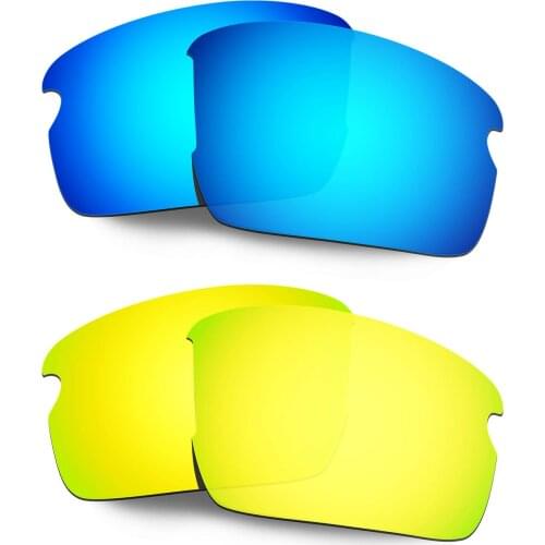 HKUCO Polarized Replacement Lenses For Flak 2.0 Asian Fit OO9271 Sunglasses Blue/Gold 2 Pairs