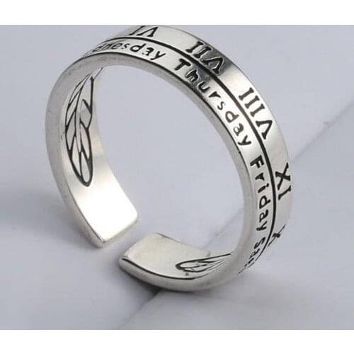 Retro Adjustable Roman Numerals Engraving Opening Ring Wedding Band Party Jewelry Women Men Ring Opening Rings 2021 Hot Sales