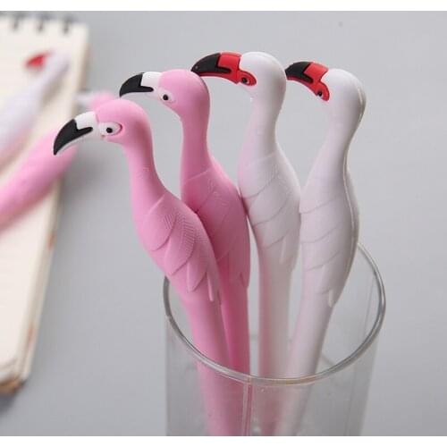 40pcs Creative Flamingo Neutral Pen Cute Girl Soft Glue Pen for Writing Signature Pen Students Use 0.5 Black Wholesale Pen