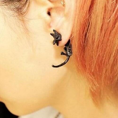 1 PCS Popular Long Tail Small Cat Puncture Girls And Boys Stud Earrings for Men Women