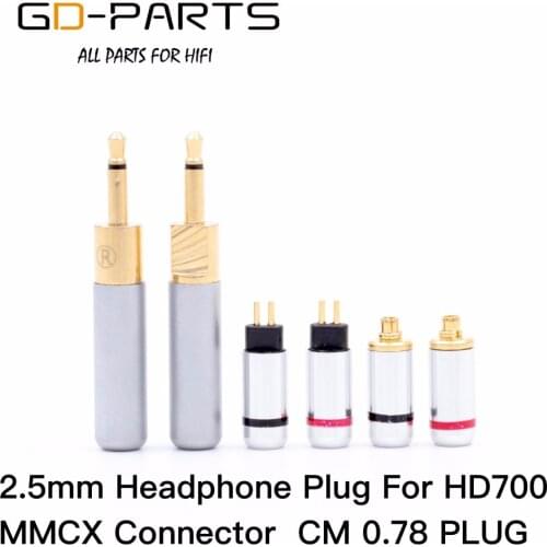 GD-PARTS 2.5mm Male Mono Headphone Plug For HD700 MMCX CM0.75 Connectors Terminals For Hifi Audio Earphone Headset