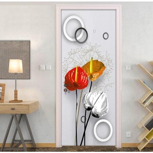 Modern Simple Fashion 3D Door Decoration Sticker Painting PVC Self-adhesive Waterproof Wall Mural Vinyl Wallpaper Living Room