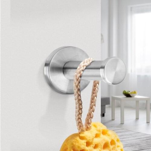 Bathroom Door Hanger Hook for Towels Bag Stainless Steel Coat Hanger with Screws Round Tube Clothes Robe Hooks