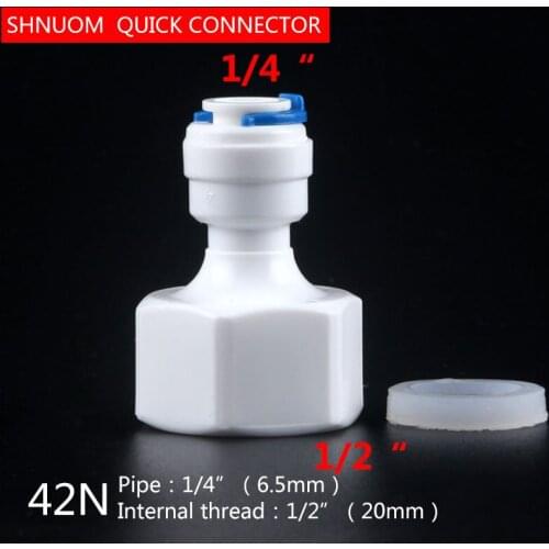 1/2" Internal thread to 1/4" Tube Straight connector 42 Silicone ring RO Water Fitting Tune Quick Connect White fast connection