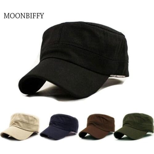 1PC Fashion Men Women Five Colors Unisex Adjustable Classic Style Plain Flat Vintage Army Hat Cadet Military Patrol Cap