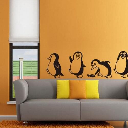 1PC Funny Penguin Kitchen Fridge Sticker DIY Decals Dining Room Kitchen Decorative Wall Stickers Home Creative Sticker