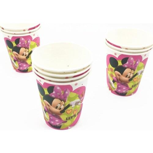 10pcs/lot Minnie Mouse Paper Cups Disposable Wedding Party Decorations Cartoon Minnie Birthday Party Cup Decorations Supplies