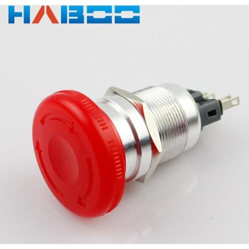 10pcs/lot dia.22mm mushroom head momentary push button switch 1NO+1NC metal reset electrical switch IP67