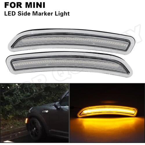2X Clear Front Amber LED Side Marker Light Turn Signal Fender Lamp For BMW Mini Cooper F55 F56 F57 2014 2015 2016 2017 2018 2019